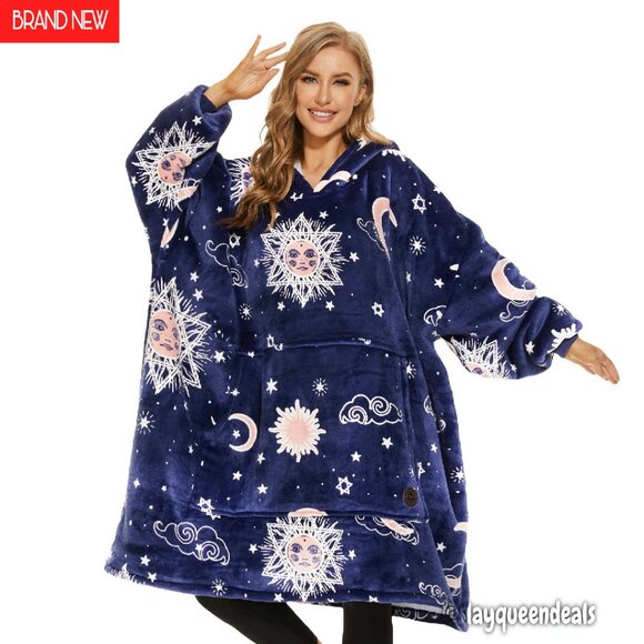 Oversized Sherpa Wearable Blanket Hoodie Adult One Size Cozy